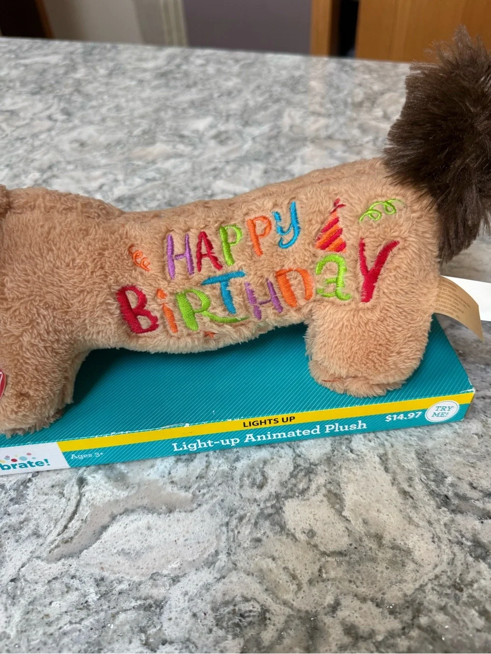 Light-Up Animated Plush Birthday Dog - Brown Lighted Plush